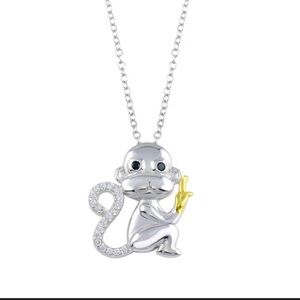 Silver Monkey Pendant Necklace